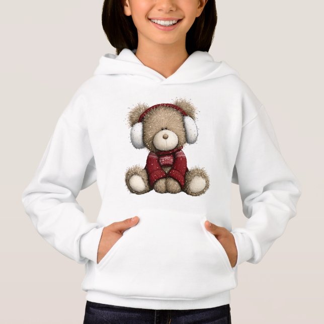 Winter Teddy Bear Hoodie (Front)