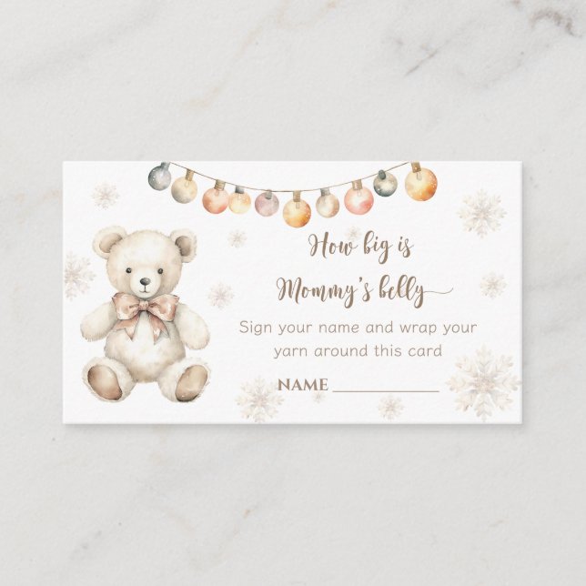 Winter teddy bear how big is mommy's belly enclosure card (Front)