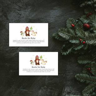 Winter Teddy Bear Snowman Books For Baby Shower Enclosure Card