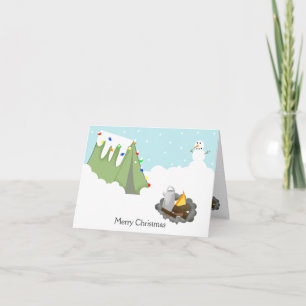 WINTER TENT CAMPING CHRISTMAS CARD