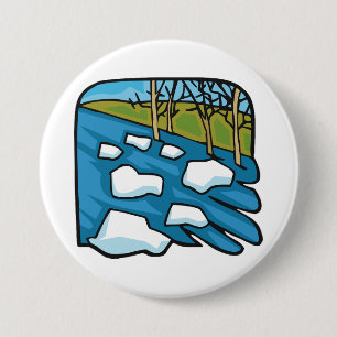 Winter Thaw River with Ice Floes 3 Inch Round Button