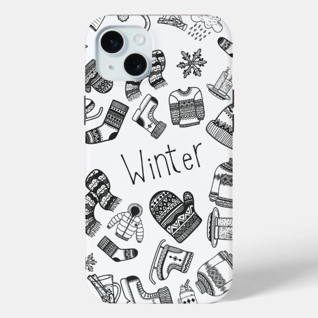 Winter theme pattern outline iPhone / iPad case (Back)