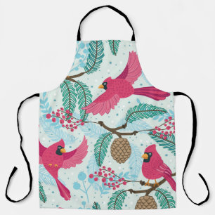 Winter Theme: Red Cardinal Pattern. Apron