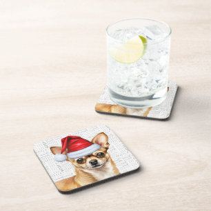 Winter Themed Chihuahua Santa Dog Holiday Coaster