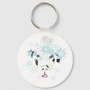 winter-themed Great Dane snowflake Keychain