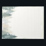 Winter themed green pine trees lined notepad<br><div class="desc">This winter themed green pine trees lined notepad features a beautiful watercolor forest scene with layers of snow dusted evergreens in soft green and blue hues. The elegant, wintry border creates a tranquil atmosphere, perfect for letter writing, note taking, or making to do lists during the holiday season. Its lined...</div>