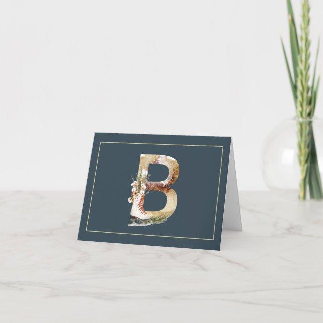 WINTER THEMED MONOGRAM  INITIAL B WITH SKATE NOTE CARD (Front)