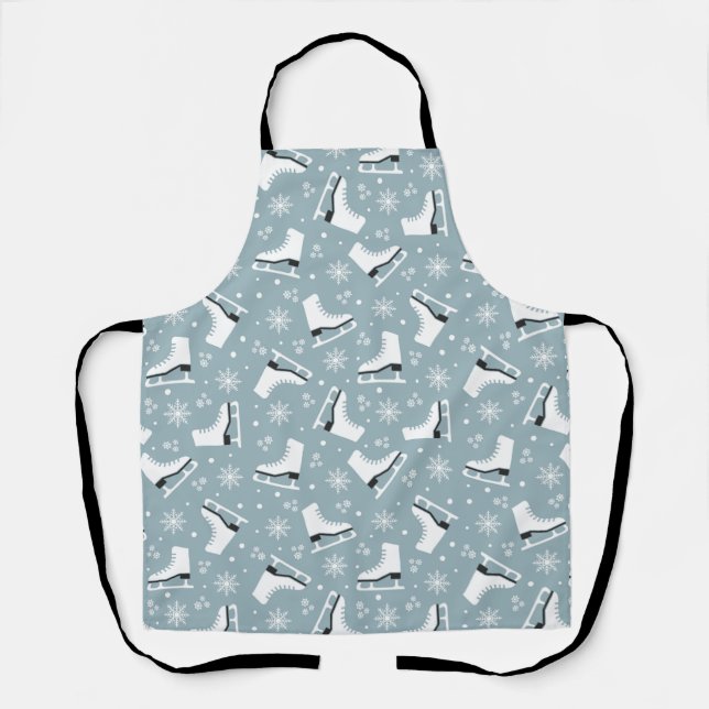 Winter themed pattern with ice skates apron (Front)