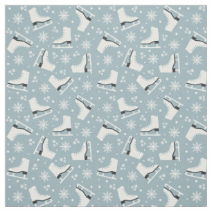 Winter themed pattern with ice skates fabric