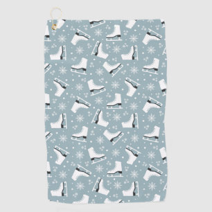 Winter themed pattern with ice skates golf towel