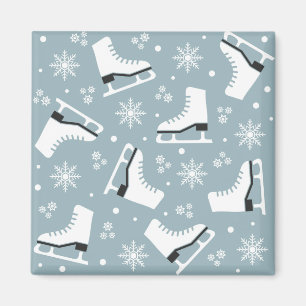 Winter themed pattern with ice skates magnet