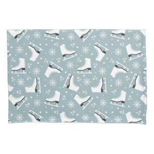 Winter themed pattern with ice skates pillowcase
