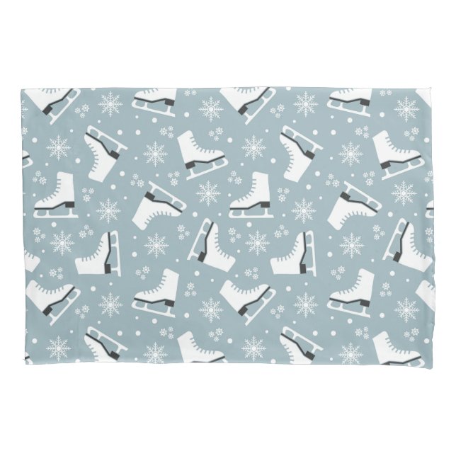 Winter themed pattern with ice skates pillowcase (Front)