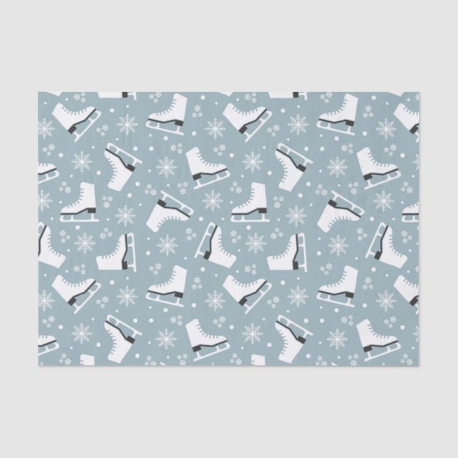 Winter themed pattern with ice skates tissue paper (Front)