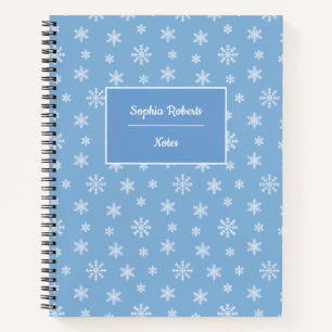 Winter themed snowflakes modern pattern baby blue notebook