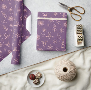 Winter Things Wrapping Paper - Plum + Rose