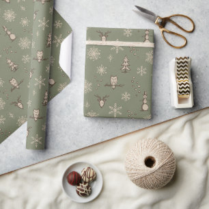 Winter Things Wrapping Paper - Sage, Earth, Dove