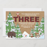 Winter Three Birthday Party Invitation