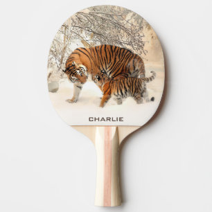 Winter Tigers custom monogram ping pong paddle