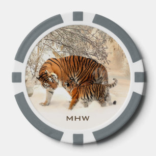 Winter Tigers custom monogram poker chips