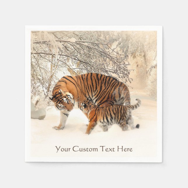 Winter Tigers custom paper napkins (Front)