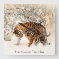 Winter Tigers custom wall clock