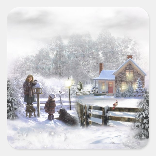 Winter Time In The Country Square Sticker (Front)