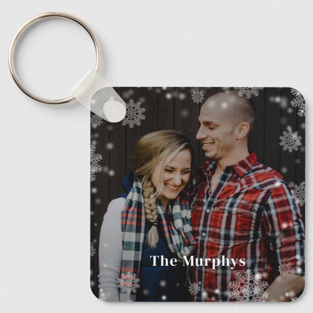 Winter Time Personalized Photo Keychain (Front)