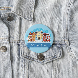 Winter Time Snowing 3 Inch Round Button