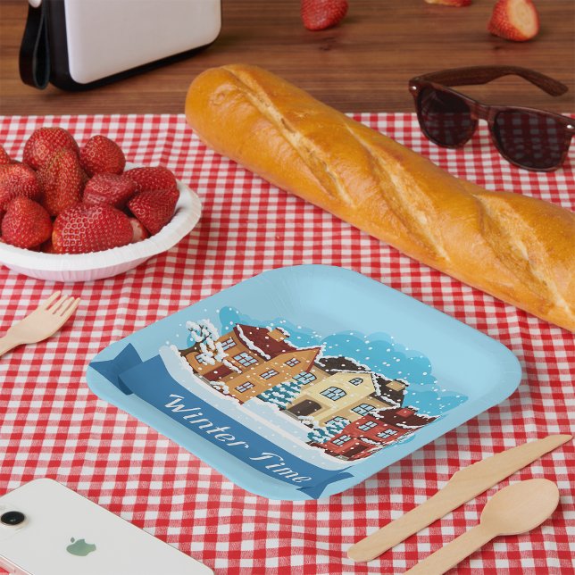 Winter Time Snowing Paper Plate (Creator Uploaded)