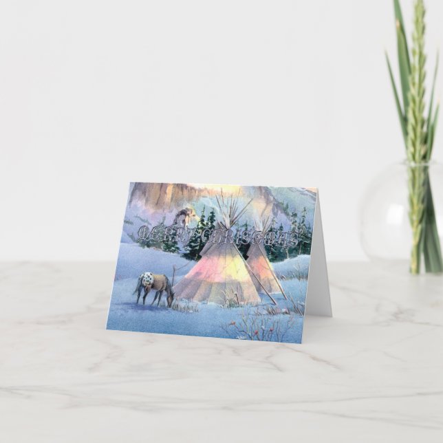 WINTER TIPI CAMP by SHARON SHARPE Holiday Card (Front)
