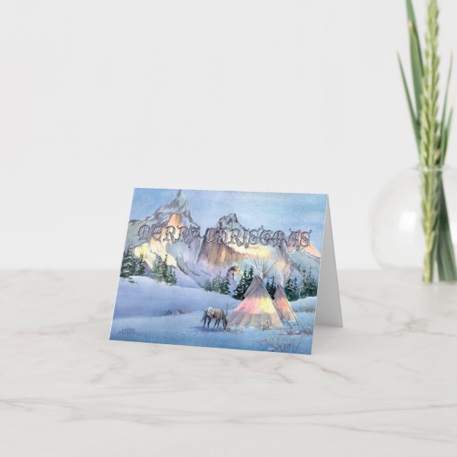 WINTER TIPI CAMP by SHARON SHARPE Holiday Card (Front)