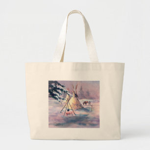 WINTER TIPI FIRE & APPALOOSA by SHARON SHARPE Large Tote Bag