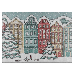 Winter Town Scene Cutting Board