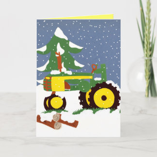 Winter Tractor Greeting Card