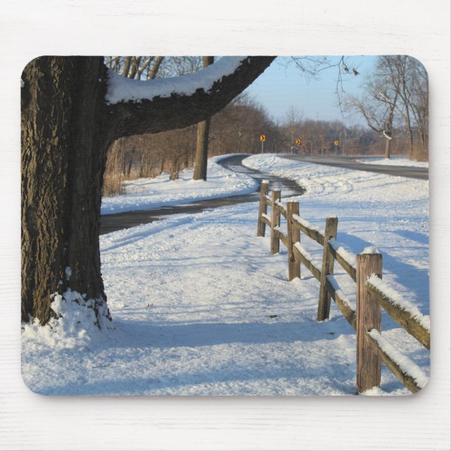 Winter Trail & Fence nature photo Mouse Pad (Front)