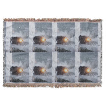 Winter train Throw Blanket
