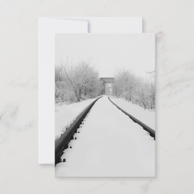 Winter Train Tracks Thank You Card (Front)