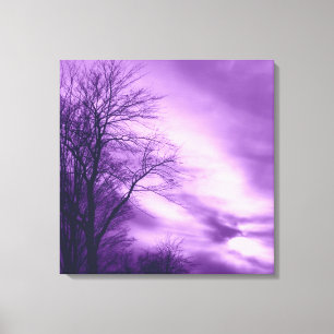 Winter Tree and Sky in Purple Wrapped Canvas