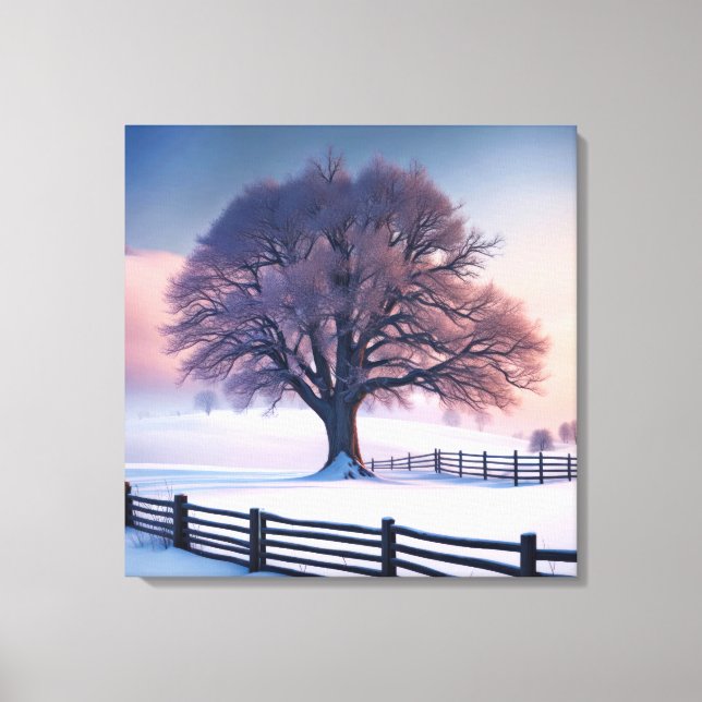 Winter Tree At Dawn Canvas Print (Front)