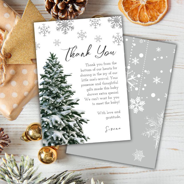 Winter Tree Baby Shower Thank You Card (Creator Uploaded)