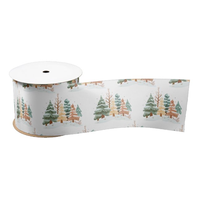 Winter Tree background Satin Ribbon (Spool)