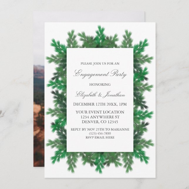 Winter Tree Branches Photo Engagement Party Invitation (Front/Back)