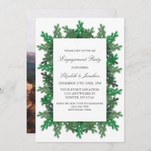 Winter Tree Branches Photo Engagement Party Invitation