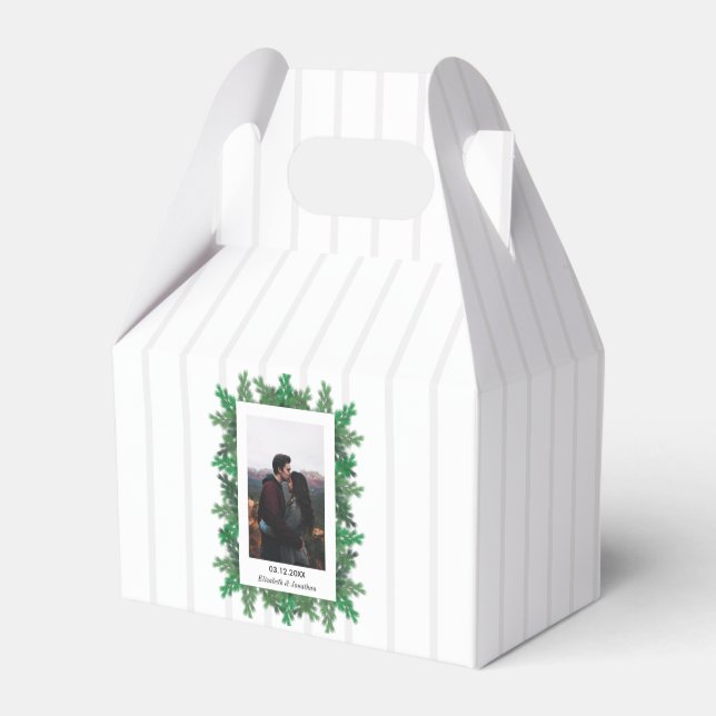 Winter Tree Branches Photo Wedding Favor Box (Front Side)
