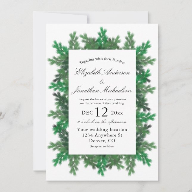 Winter Tree Branches Photo Wedding Invitation (Front)