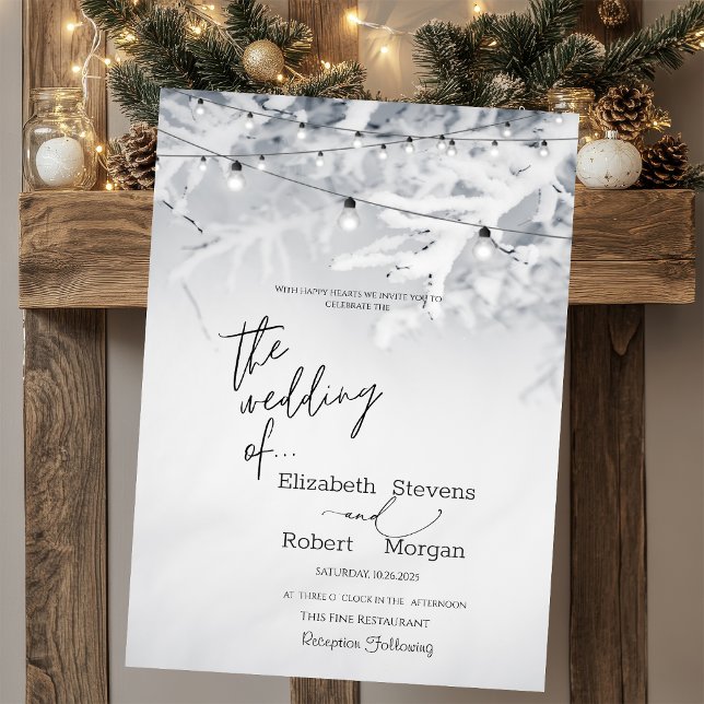 Winter Tree Branches Snow Wedding Invitation (Creator Uploaded)