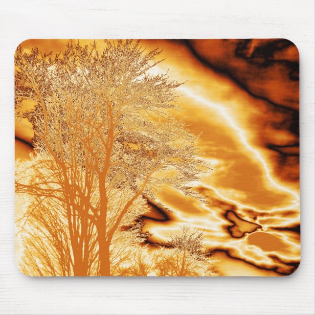 Winter Tree in Molten Gold Mouse Pad (Front)