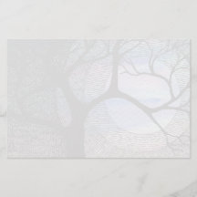 Winter Tree on Blue Blackground Cross Hatched