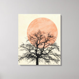 Winter Tree Silhouette Sun Canvas Print